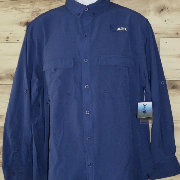Silver Bait*‎ Men's Long Sleeve Button Down Yoke Back Outdoor Shirt Size~ Large